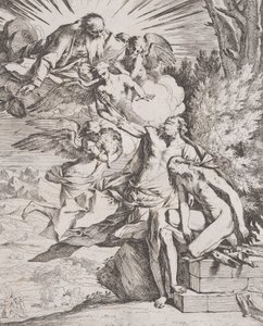 Hänen isänsä Abrahamin Iisakin uhri, n. 1640-42. tekijältä Pietro Testa