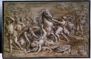 ""La conversion de Saint Paul"" (Pyhän Paavalin kääntymys) Mustepiirustus Pietro Berrettini dit Pietro da Cortona tekijältä Pietro da Cortona