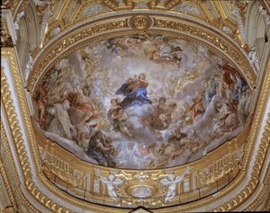 Pietro da Cortonan (Cortonan Pietari) Neitsyt taivaaseenastumisen fresko (1596-1669) 1652 Rooma, Santa Marian kirkko Vallicellassa Italiassa tekijältä Pietro da Cortona