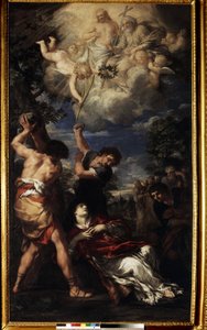 Pyhän Stefanoksen marttyyrikuolema. Pyhän Stefanoksen marttyyrikuolema. Pierre de Cortonan maalaus (Pietro Berrettini, joka tunnetaan nimellä Pietro da Cortona