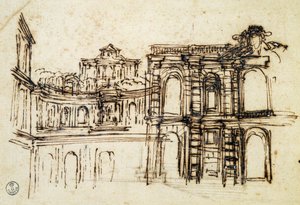 Pietro Berrettini, joka tunnetaan nimellä Pietro da Cortona (1596-1669), Firenzen Palazzo Pittin teatteriopinto tekijältä Pietro da Cortona