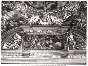 "Sala di Apollo" (Apollon sali) kattokoriste, joka kuvaa Aleksanteria lukemassa Homerosta (fresko) (m/v kuva) tekijältä Pietro da Cortona