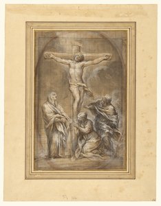 Kristus ristillä Neitsyt Marian, Maria Magdaleenan ja Johanneksen kanssa. tekijältä Pietro da Cortona