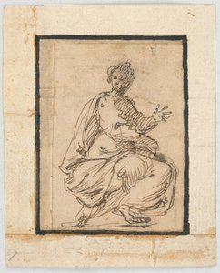 Luonnoskirjan sivu: Allegorinen hahmo tekijältä Pietro da Cortona