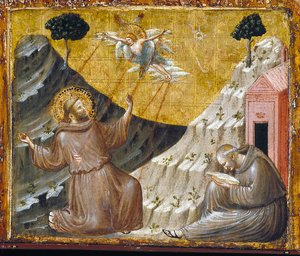 Pyhä Franciscus vastaanottamassa Stigmatat (tempera ja kulta puulla) tekijältä Pietro da Rimini