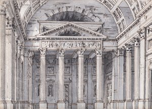 Lavastus Gaetano Donizettin Belisario-oopperaan, 1820-luku. tekijältä Pietro di Gottardo Gonzaga