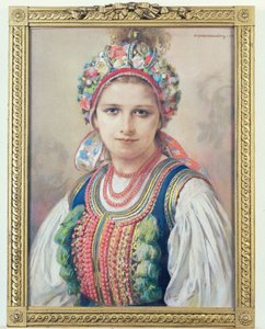 Krakovan morsian, 1917 (pastelli pahville) tekijältä Piotr Stachiewicz