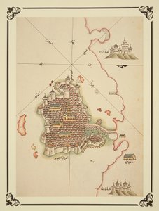 Gallipolin kartta, "Kitab-I Bahriyesta" (värilitho) tekijältä Piri (after) Reis