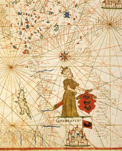 Ottomaanien valtakunta kuudesta kartasta koostuvasta Portolan-atlasista, Placido Caloiro ja Francesco Oliva, Pergamentti. 1646.