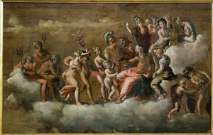 Psyche sai Olympissa ... tekijältä Polidoro da Caravaggio