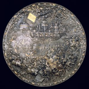 Kuningas Johannes III Sobieskis (1624-96) Ennakoiva kilpi (rautaa ja hopeaa kullattu)
