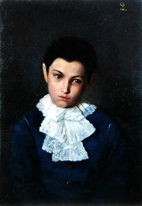 Pojan muotokuva pitsikaulus (öljy kankaalle) tekijältä Polish School
