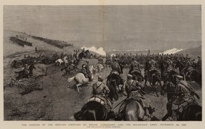 Prinssi Alexanderin ja Bulgarian armeijan Servian rajan läpikulku, 24. marraskuuta 1885 (kaiverrus) tekijältä Polish School