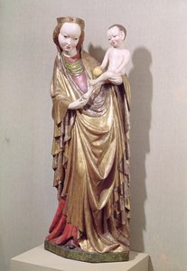 Neitsyt ja lapsi, n. 1400 (monivärinen puu) tekijältä Polish School