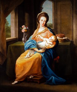 Muotokuvapari, nainen ja lapsi (kankaalle) tekijältä Pompeo Girolamo Batoni