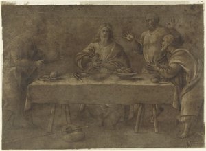 Ruokailu Emmauksessa tekijältä Pomponio Amalteo (attributed to)