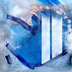 Fluid Blue Gold -abstrakti