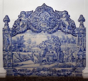 Maan allegoria - Azulejos, maalattu fajanssi tekijältä Portuguese School