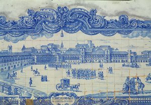 Azulejos-laatat, jotka kuvaavat Praca do Comercioa, Lissabon (keraamiset) tekijältä Portuguese School