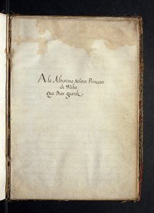 Omistautuminen espanjalaiselle Infanta Marialle, Syonin nunnien muuttohistoriasta, koottu Lissabonissa 1600-luvun alussa tekijältä Portuguese School