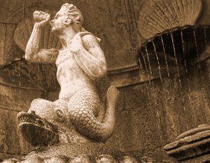 Triton Fountain, Sanctuary of Our Lady of Remedies, Lamego, Portugali 1738 (kivi) tekijältä Portuguese School