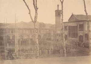 [Shahin palatsi, kunnioitusta ShahFete de Salamille, Teheran, Iran [sama a..., 1840-60-luvut.