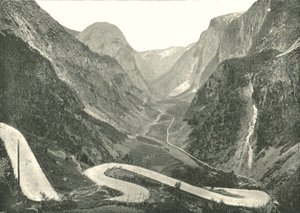 Zig-Zag-tie ja vesiputoukset, Stalheim, Norja, 1895.