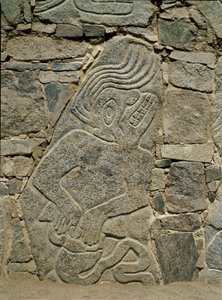 Seinä, jossa soturin helpotus tekijältä Pre Columbian Pre Columbian