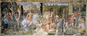 Paavi Sylvester ja keisari Konstantinuksen tarinat, Prospero Fontana (1512-1597), fresko, sali, Palazzina della Viola, Bologna, Italia