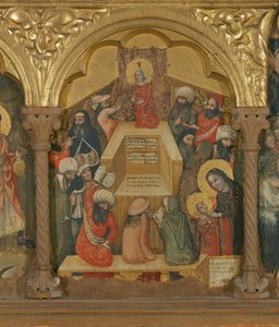 Neitsyen nukkumisen polyyptyykki, yksityiskohta Jeesuksesta lääkäreiden kanssa (tempera paneelissa)