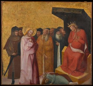 Pyhä Johannes evankelista, joka palauttaa kaksi miestä henkiin, noin 1325-1330 (tempera ja kultalehti paneelissa)