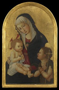 Neitsyt ja lapsi kultavarpun kanssa ja pyhä Johannes, vuoden 1460 jälkeen (tempera paneelissa) tekijältä Pseudo Pier Francesco Fiorentino