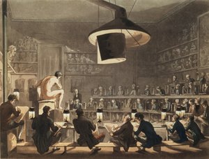 Piirustus elämästä Royal Academyssa, kaiverrus Richard Banks Harraden (1778-1862) (akvatinta)