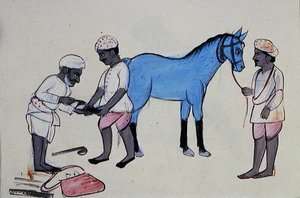 Hevoskengänvalmistaja (Halband) n.1890 (vesiväri paperille)