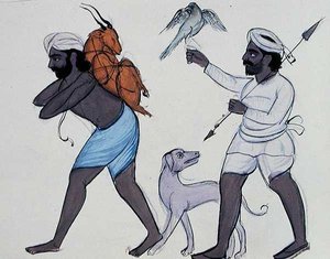 Hunters, n. 1890 (akvarelli paperille) tekijältä Punjabi School