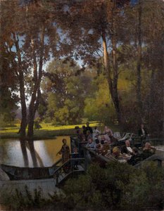 ""Dejeuner au parc"" (Lounas puistossa) Peinture de Pjotr Alexandrovich Sukhodolsky (Soukhodolsky) (1835-1903) Öljy kankaalle Koko 61,5x48 cm Yksityinen kokoelma tekijältä Pyotr Alexandrovich Sukhodolsky
