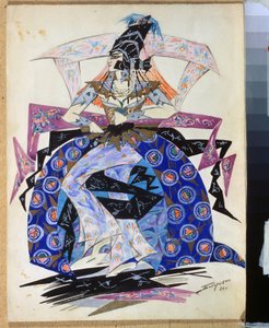 Pukusuunnittelu Igor Stravinskyn (1882-1971) balettiin "Petrushka" (I.Stravinskyn Petrushka-baletin pukusuunnittelu). Piirustus Pjotr ​​Boborykin (Pjotr ​​Boborykin) (1836-1921). Akvarelli ja kynä paperille, 35,6 x 26,5 cm tekijältä Pyotr Boborykin