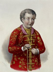 Venäjän suurruhtinas Simeon Aleksejevitš (1665-1669) (Venäjän Tsarevitš Simeon Aleksejevitš). Pjotr ​​Fjodorovitš Borelin (1829-1898) teos, litografia noin 1860. 1800-luvun venäläistä taidetta, uusklassismia. Venäjän valtionkirjasto, Moskova. tekijältä Pyotr Fyodorovich Borel