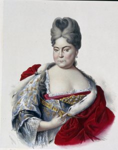 Venäjän suurherttuatar Natalja Aleksejevna (1673-1716), tsaari Pietari I Suuren (1672-1725) sisar, muotokuva. (Venäjän suurherttuatar Natalja Aleksejevna, tsaari Pietari Suuren sisar, muotokuva). Pjotr ​​Fjodorovitš Borelin (1829-1898) työ,