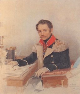 Muotokuva Leonty Vasilievich Dubeltista 1792-1862, santarmijoukon esikuntapäällikkö, 1834 tekijältä Pyotr Fyodorovich Sokolov