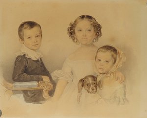 Lanskoy-lasten muotokuva, 1839 tekijältä Pyotr Fyodorovich Sokolov