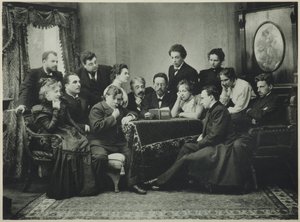 Anton Tšehov lukee Lokkia Moskovan taideteatterin kanssa, 1899 tekijältä Pyotr Petrovich Pavlov