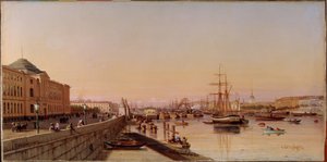 Kesäilta Nevan rannalla, lähellä Pietarin taideakatemiaa. Pjotr ​​Petrovitsh Vereschagin (Vereshchagin, Vereshchagin) (1836-1886) maalaus, öljy kankaalle, noin 1870. Venäläinen taide