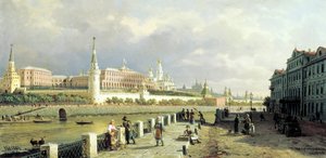 Näkymä Kremliin Sofian rantakadulta Moskovassa, 1879.