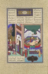 Siyavush kertoo painajaisestaan Farangikselle, Folio 195r Shahnamasta..., n. 1525-30.