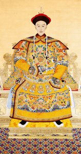 Keisari Guangxu (1871 - 1908) (tussi ja väri silkille) tekijältä Qing Dynasty Chinese School