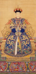 Keisarinna Xiaogongren (1660-1723) (tussi ja väri silkille) tekijältä Qing Dynasty Chinese School