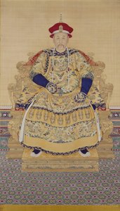 Keisari Yongzhengin muotokuva (1678-1735) (riippukäärö, muste ja väri silkille) tekijältä Qing Dynasty Chinese School