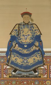 Muotokuva Oboista (n.1610-1669), keisari Kangxin valtakauden regentti (muste ja väri silkille). tekijältä Qing Dynasty Chinese School