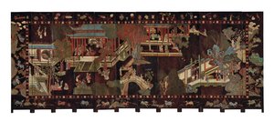 12-kertainen coromandel-seinä, 1700-luku tekijältä Qing Dynasty Chinese School